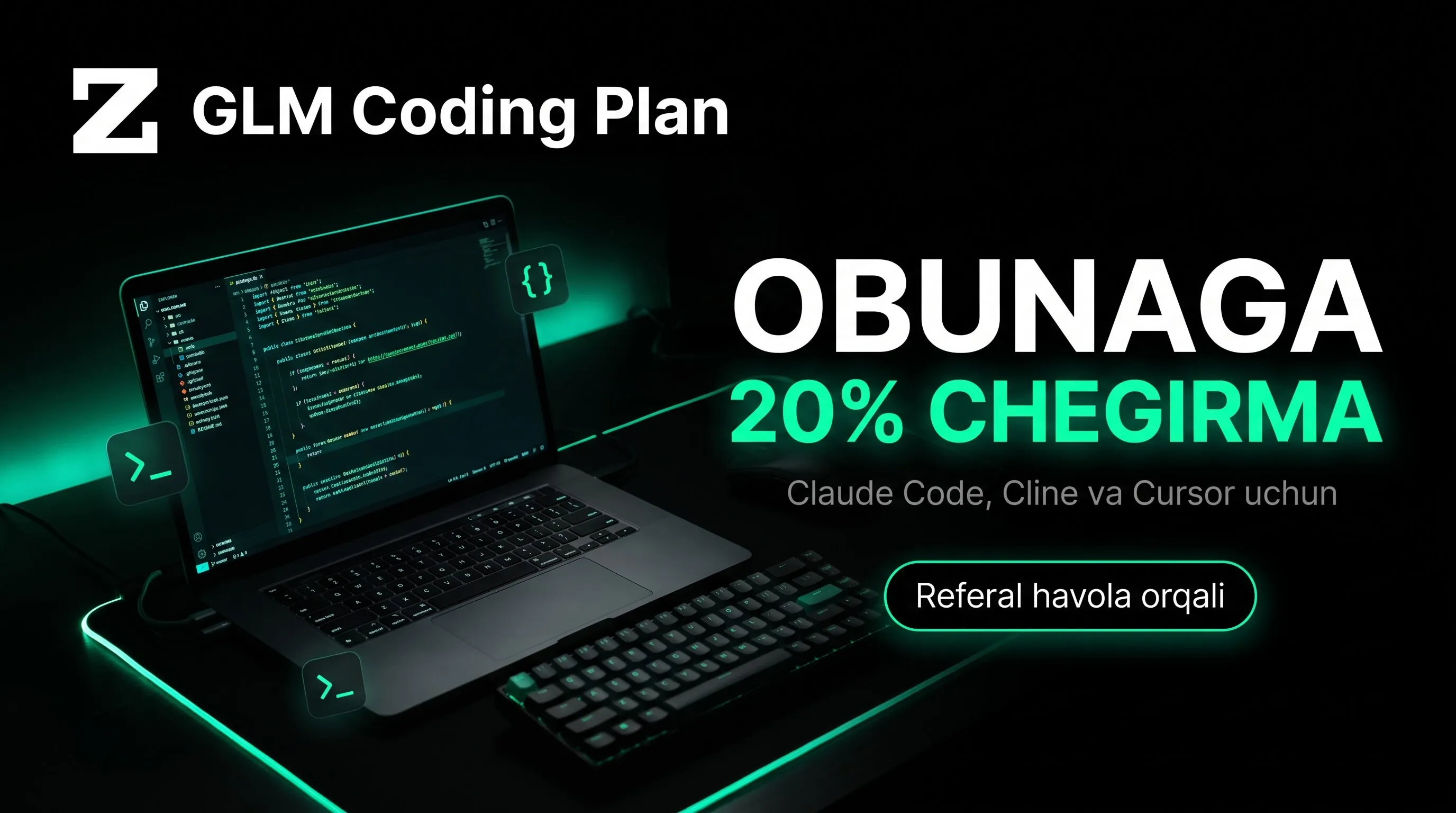 GLM Coding Plan promokod — birinchi obunaga 10% chegirma