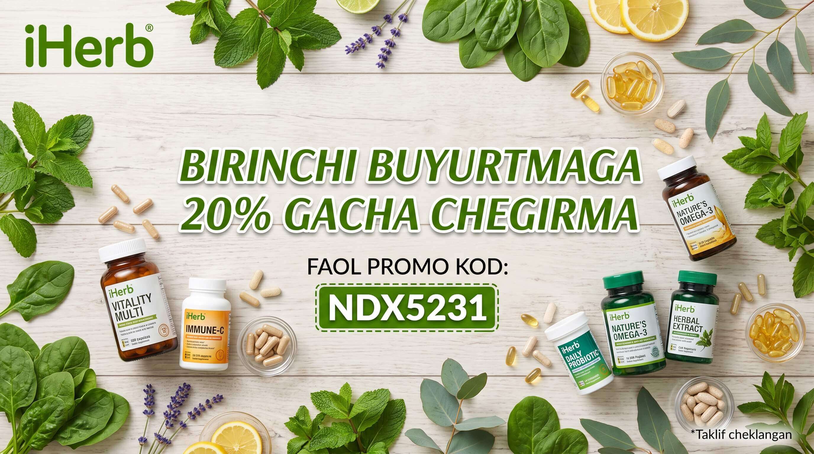 iHerb kodi NDX5231 — Rewards kodi va O'zbekistonga yetkazish