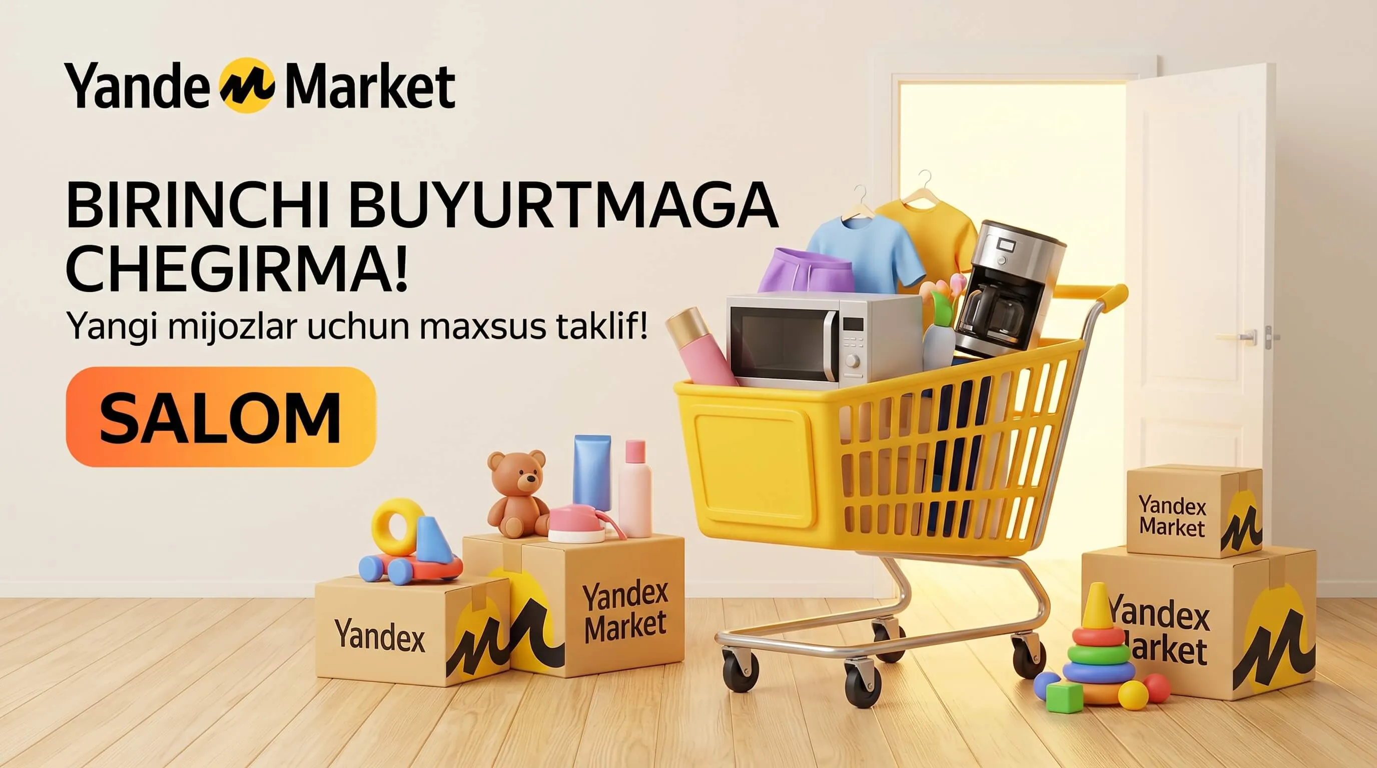 Yandex Market promokod SALOM — birinchi buyurtmaga 30 000 so'm
